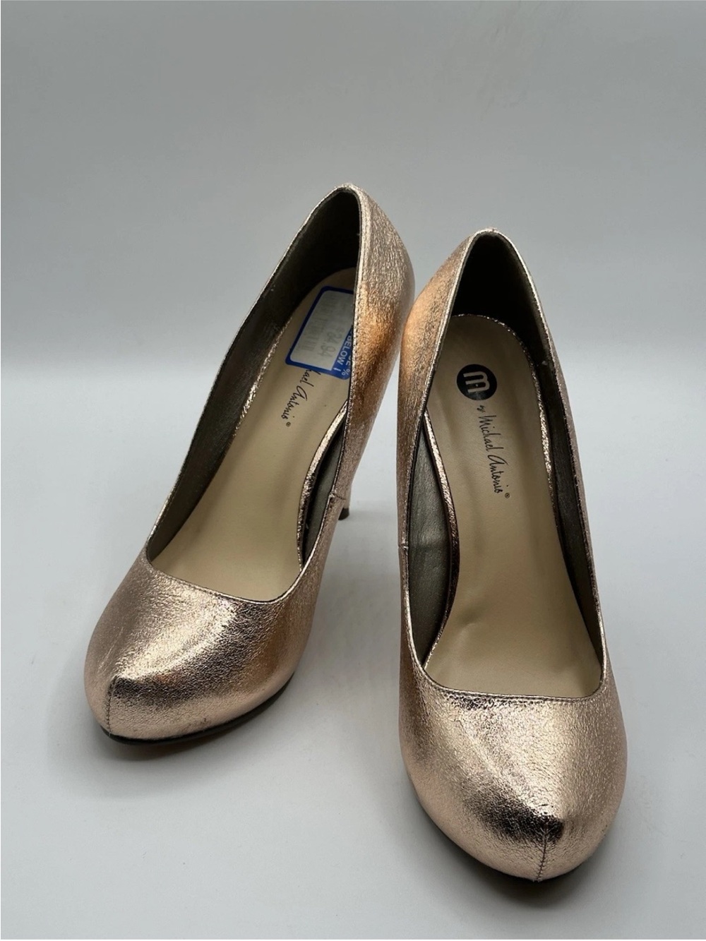 Michael Antonio Metallic Rose Gold Round-Toe Heels